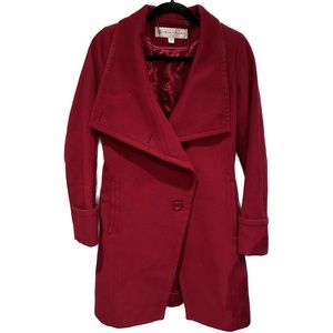 EUC Trina Turk red wool blend coat